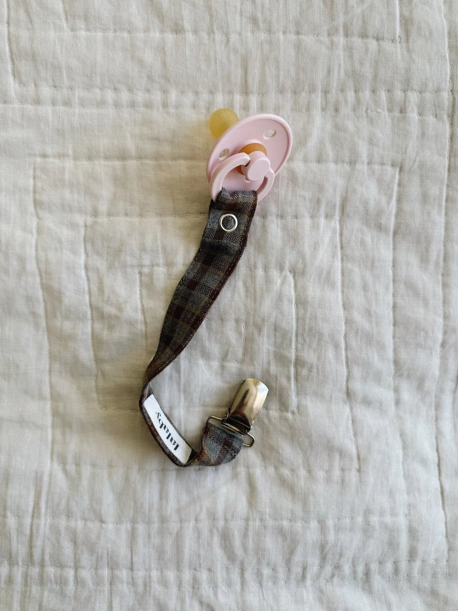 Pacifier clip grey check