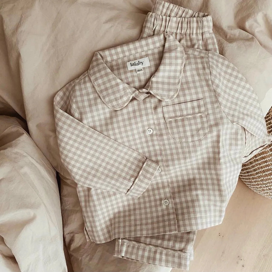 Classic pyjamas beige gingham - lalaby.com