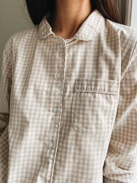 Classic Mom PJ - Beige gingham