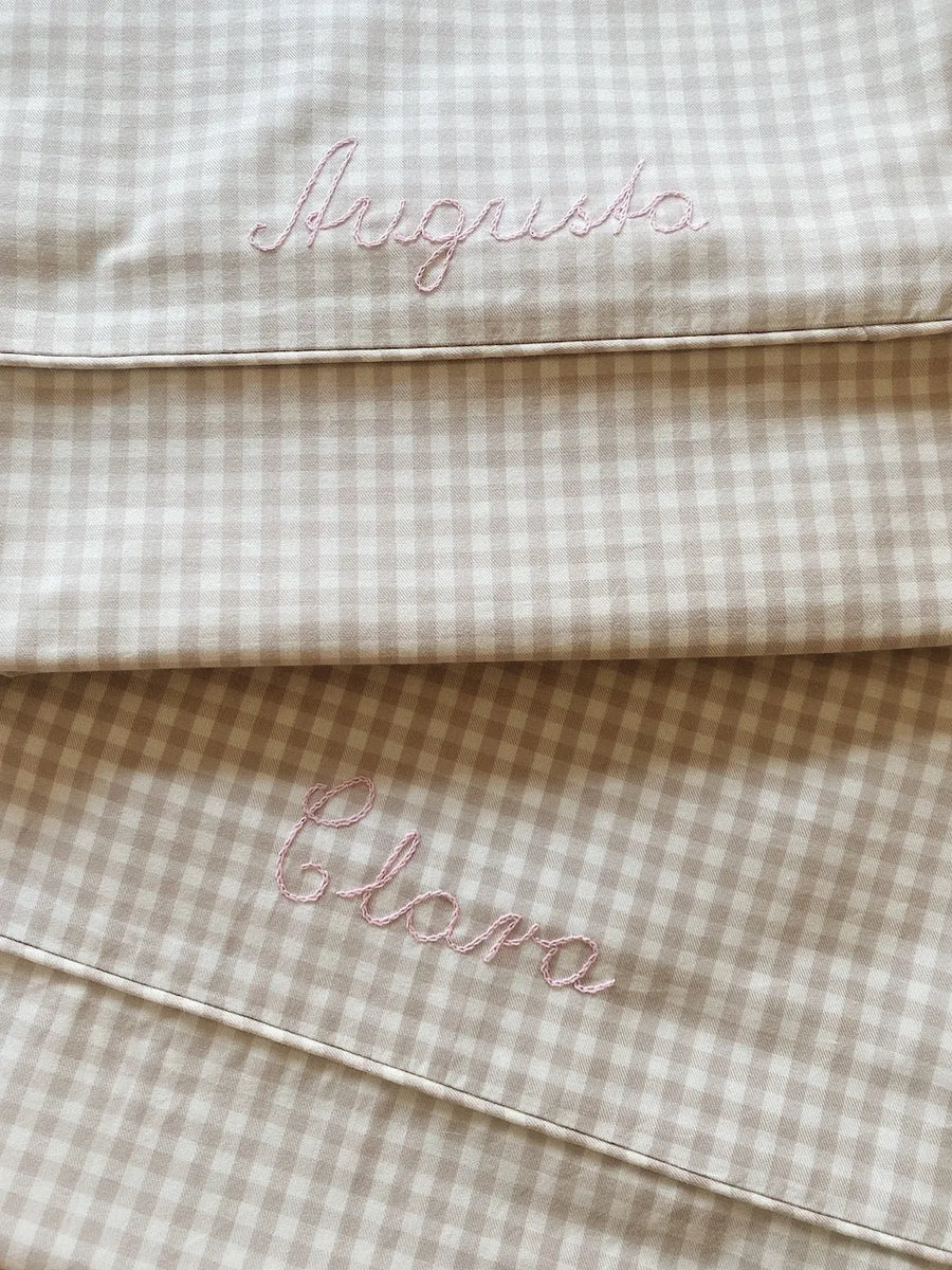 Klassisk junior sengetøj beige gingham