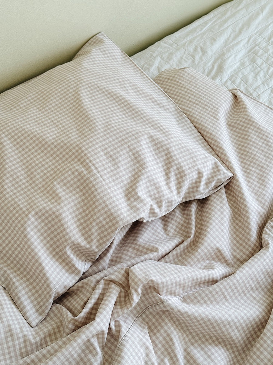 Classic bedding (full size) - beige gingham