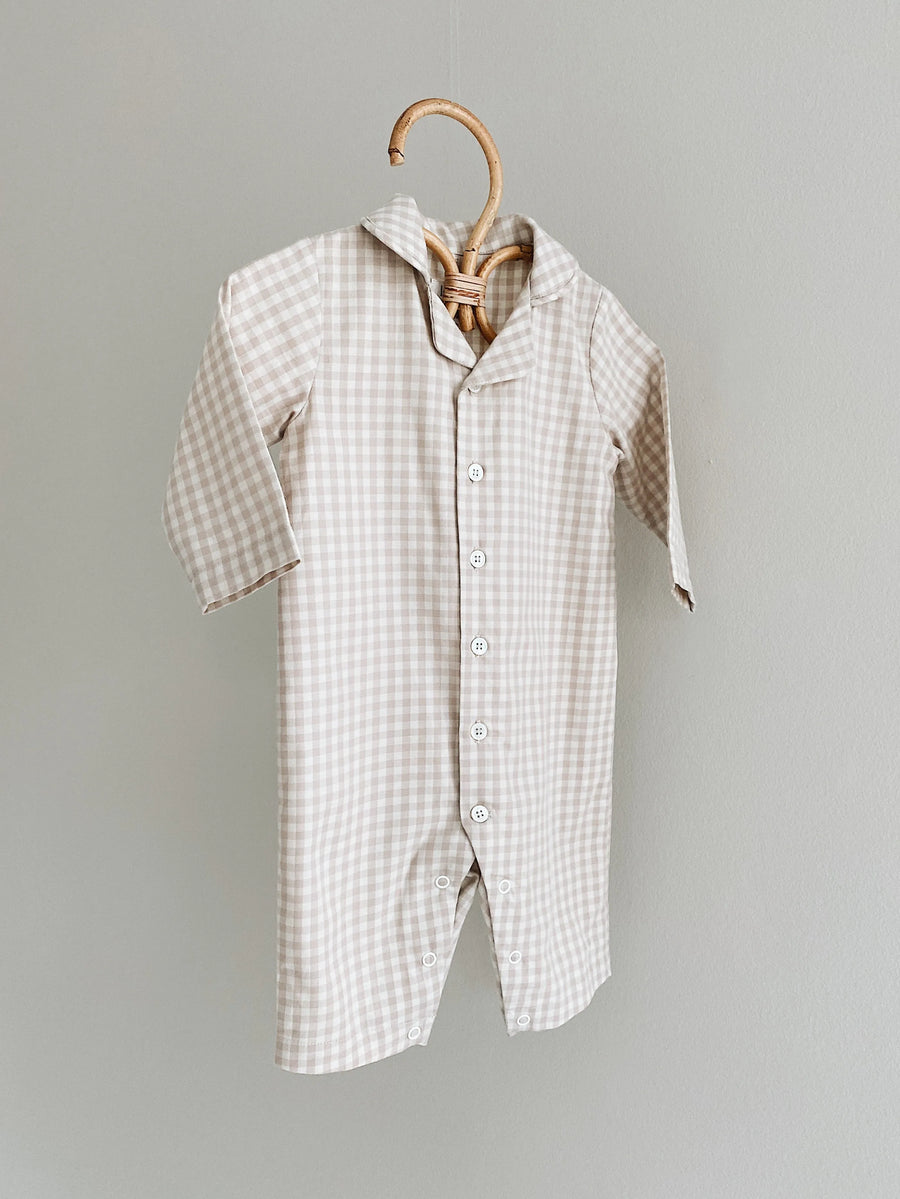 Classic PJ suit beige gingham - lalaby.com