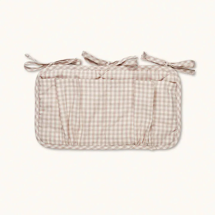 Bedside pocket beige gingham