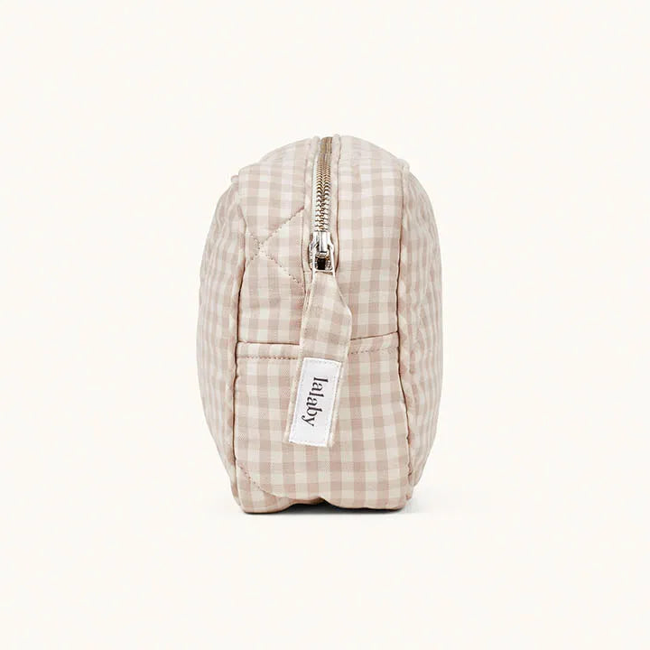 Toiletry bag beige gingham