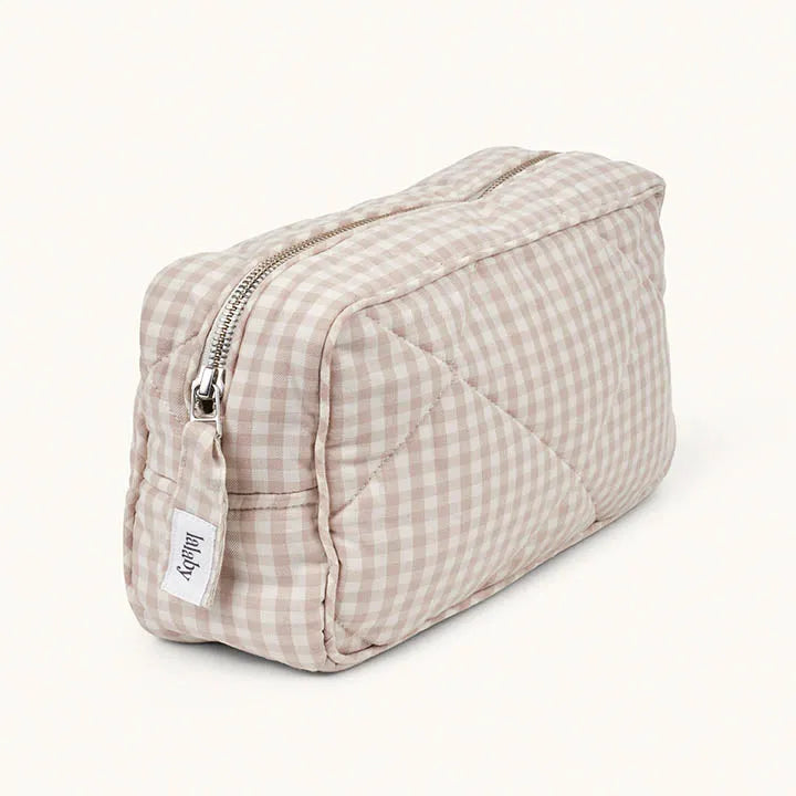 Toiletry bag beige gingham