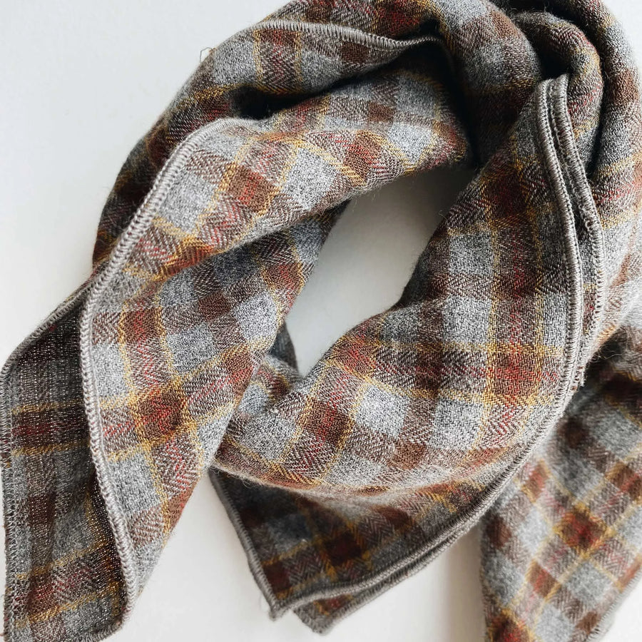 Eddie scarf grey check - lalaby.com