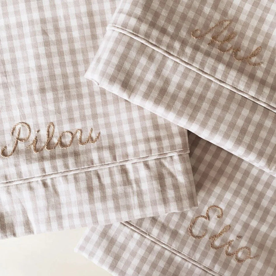 Classic junior bedding beige gingham - lalaby.com