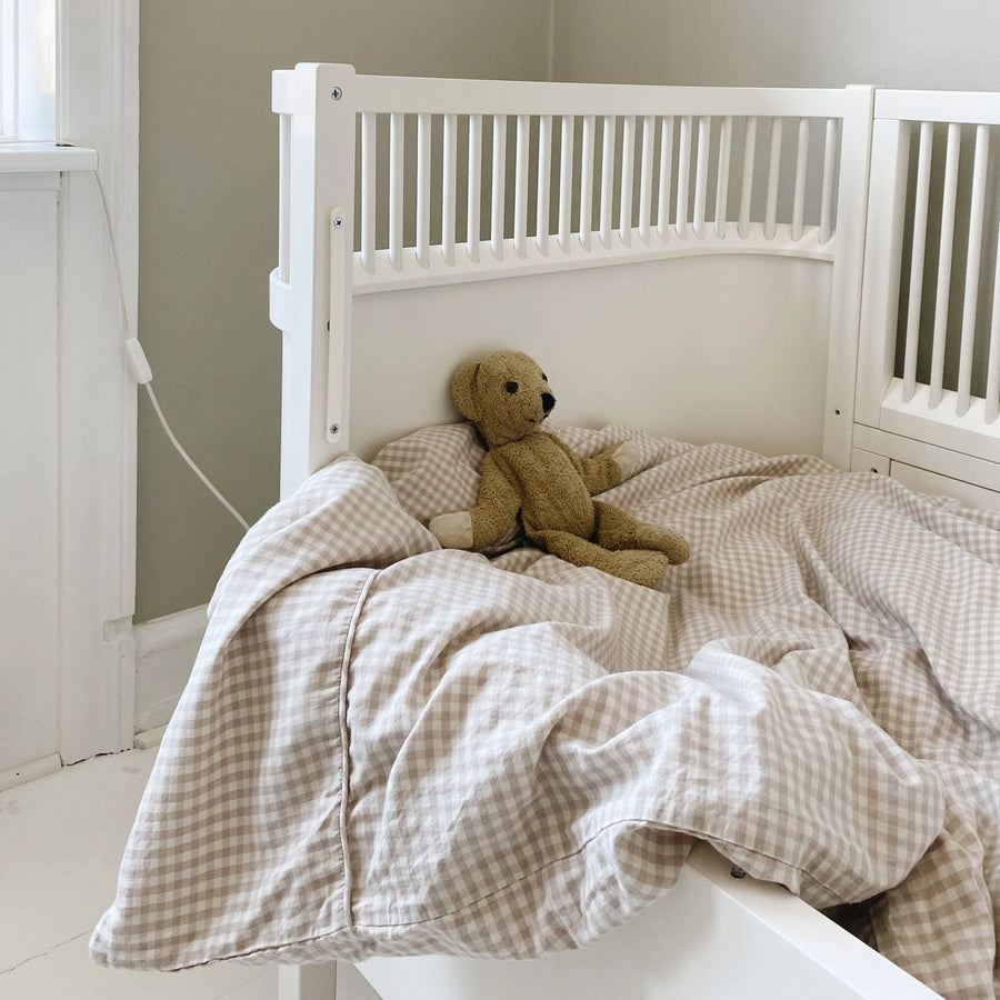 Classic junior bedding beige gingham - lalaby.com