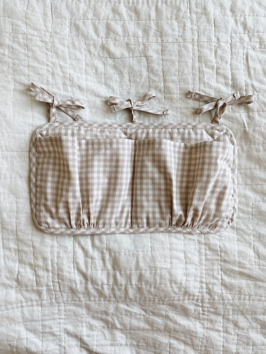 Bedside pocket beige gingham