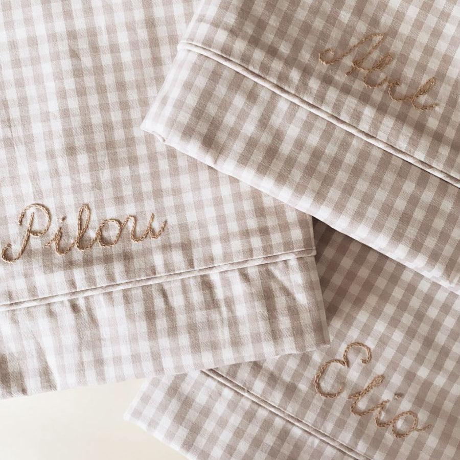 Classic junior bedding beige gingham - lalaby.com